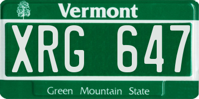 VT license plate XRG647