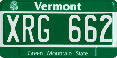 VT license plate XRG662