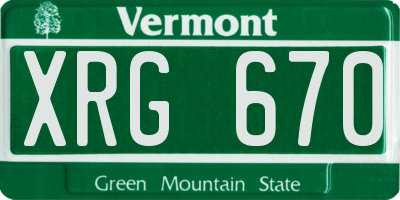 VT license plate XRG670