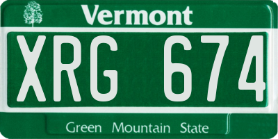 VT license plate XRG674