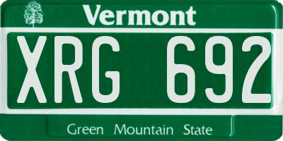 VT license plate XRG692