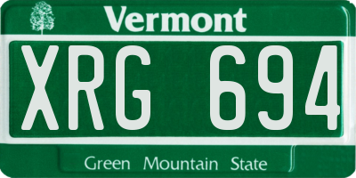 VT license plate XRG694