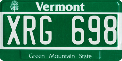 VT license plate XRG698