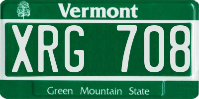 VT license plate XRG708