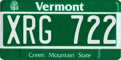 VT license plate XRG722
