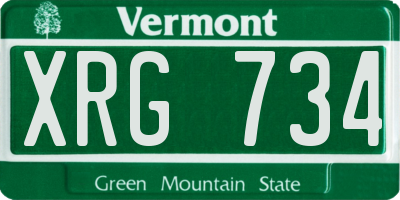 VT license plate XRG734