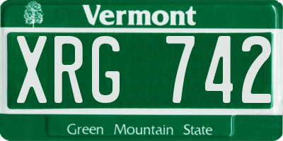 VT license plate XRG742