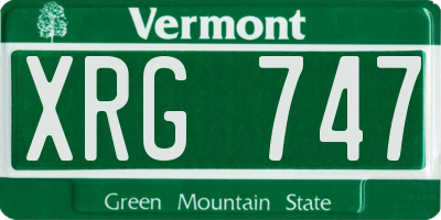 VT license plate XRG747