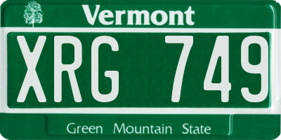 VT license plate XRG749