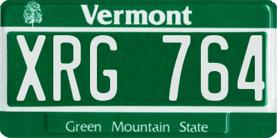VT license plate XRG764