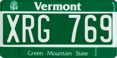 VT license plate XRG769