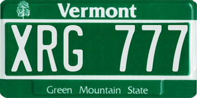 VT license plate XRG777