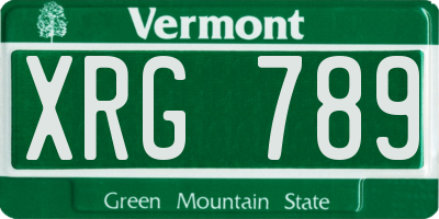 VT license plate XRG789