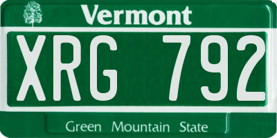 VT license plate XRG792