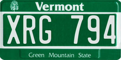 VT license plate XRG794