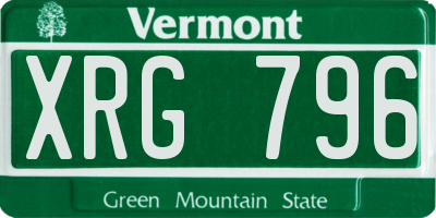 VT license plate XRG796