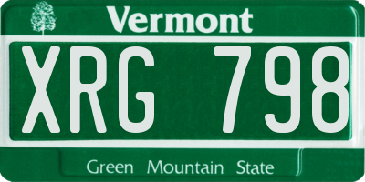 VT license plate XRG798