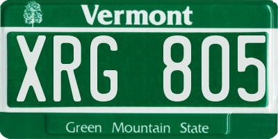 VT license plate XRG805