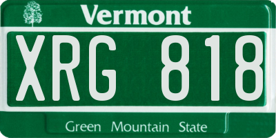VT license plate XRG818