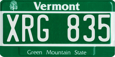 VT license plate XRG835