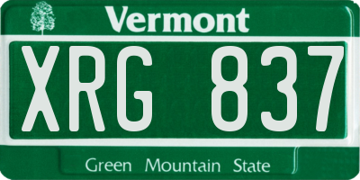 VT license plate XRG837