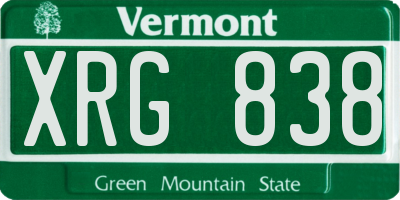 VT license plate XRG838