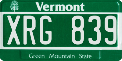 VT license plate XRG839