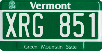 VT license plate XRG851