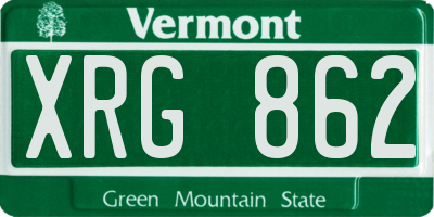 VT license plate XRG862
