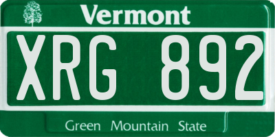 VT license plate XRG892