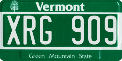 VT license plate XRG909