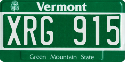 VT license plate XRG915