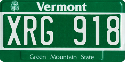 VT license plate XRG918