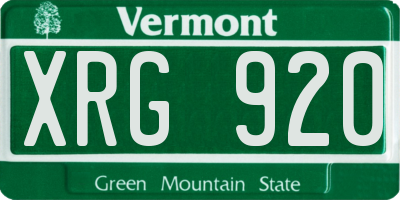 VT license plate XRG920