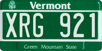 VT license plate XRG921