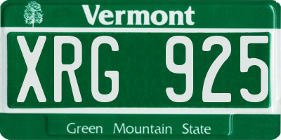 VT license plate XRG925