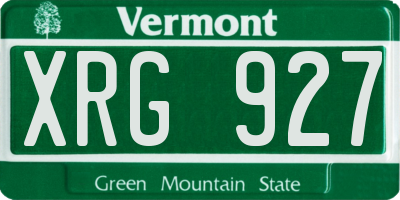 VT license plate XRG927