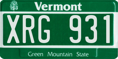 VT license plate XRG931