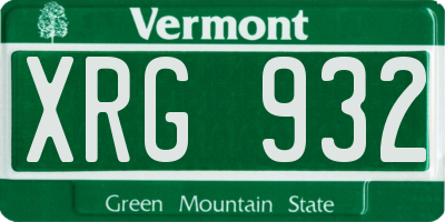 VT license plate XRG932