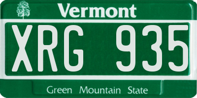 VT license plate XRG935