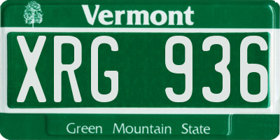 VT license plate XRG936