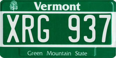VT license plate XRG937