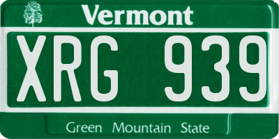 VT license plate XRG939