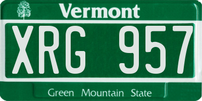 VT license plate XRG957
