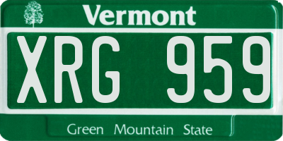 VT license plate XRG959