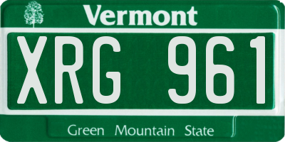 VT license plate XRG961