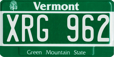 VT license plate XRG962