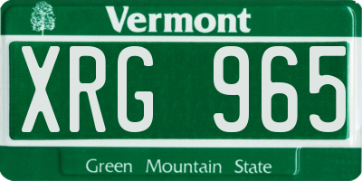 VT license plate XRG965