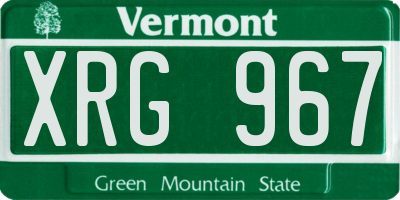 VT license plate XRG967