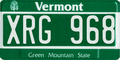 VT license plate XRG968